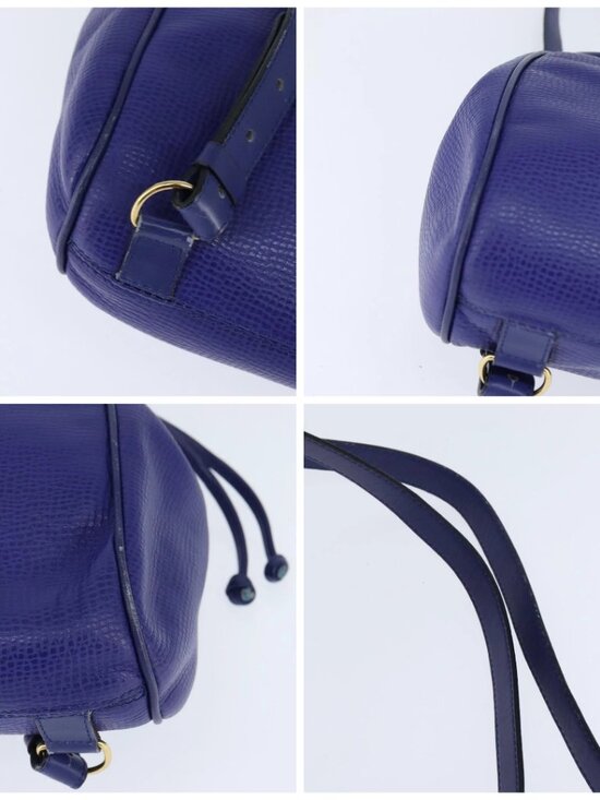 Christian Dior Backpack Leather Blue Gold Auth main image 13